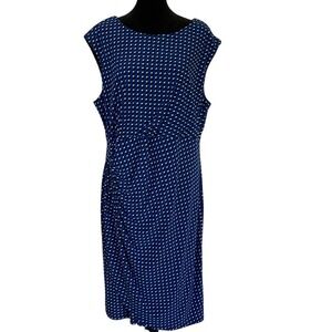 Signature Sadie Women's Faux Wrap Dress Size 16W Knit Pullover Blue Black Office